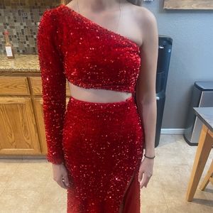 Red Sequins Formal Dress